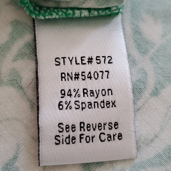Green and white Cabi faux wrap dress. - Picture 3 of 5